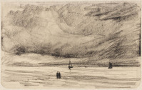 KK 042
<br/>
Twee figuren aan het strand en twee bootjes op zee
<br/>
<em>Hartz, Louis (1869-1935)</em>